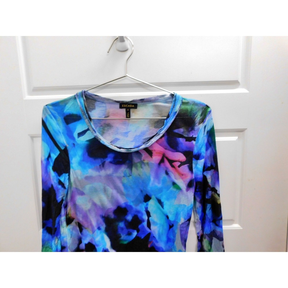 Escada Fantasy‎ Viscose Silk Long Sleeve Blouse sz S - Picture 2 of 8